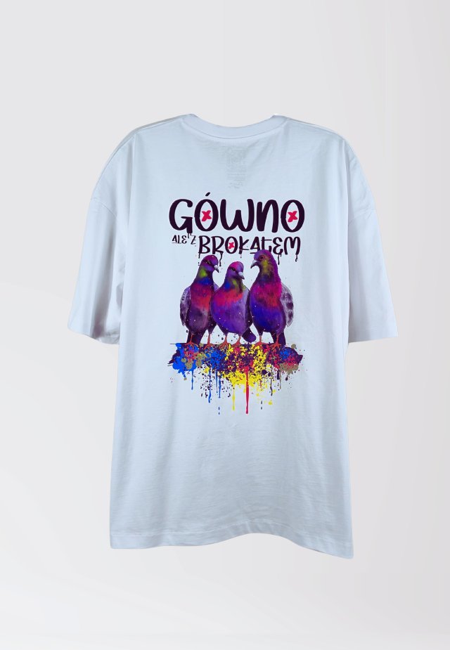 T-shirt - Gołębie G...ale z brokatem  - unisex / small BIAŁA