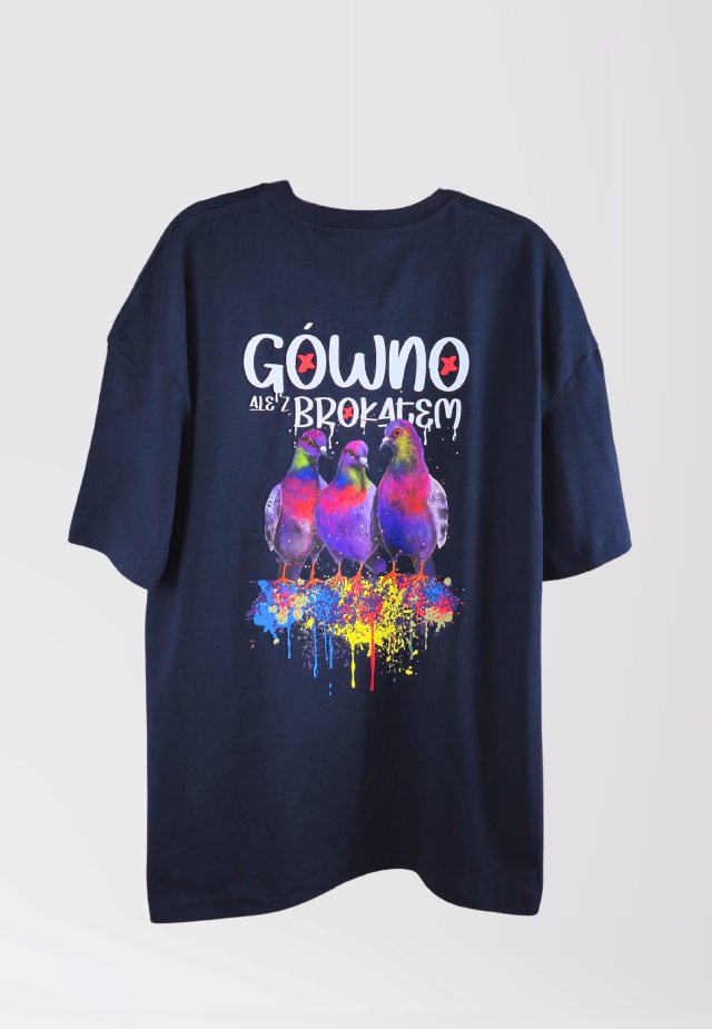 T-shirt - Gołębie G...ale z brokatem  - unisex / small GRANATOWA