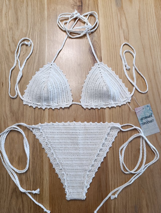 Bikini szydełkowe kremowe S