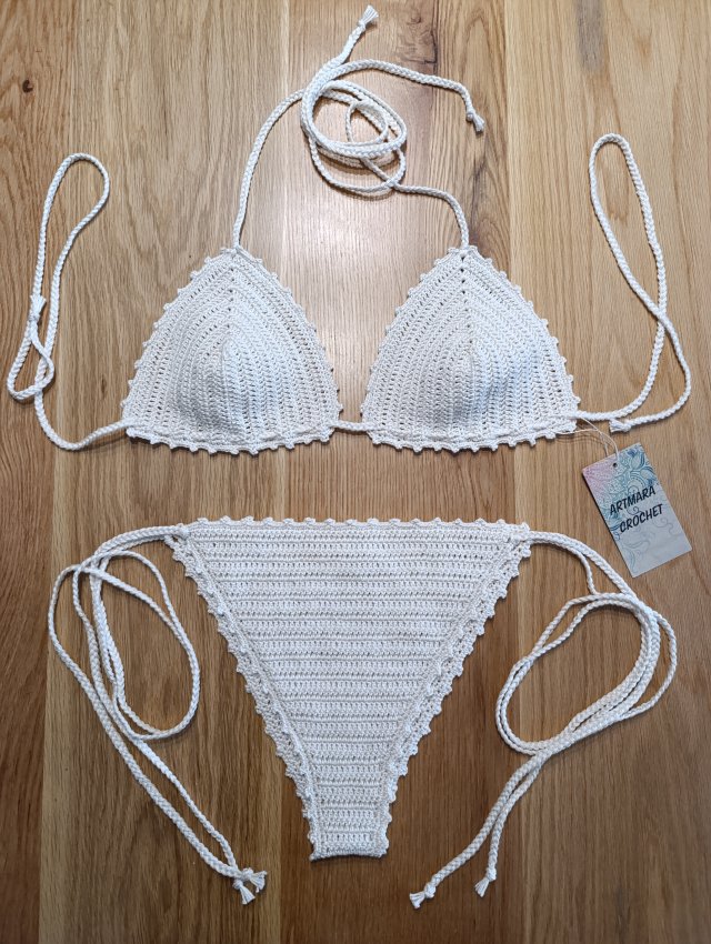 Bikini szydełkowe kremowe M