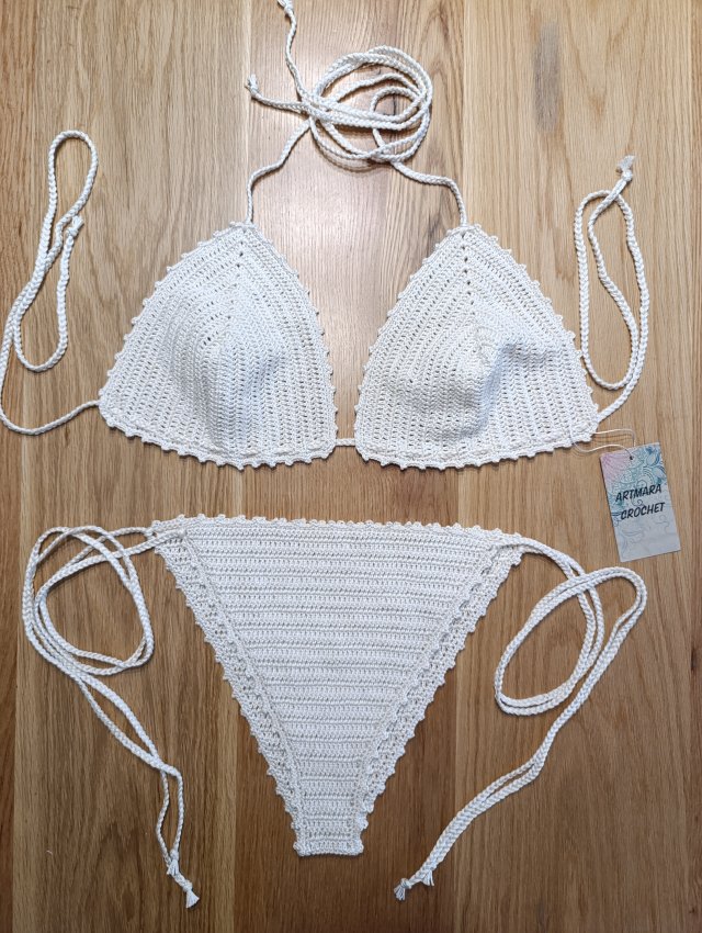 Bikini szydełkowe kremowe L