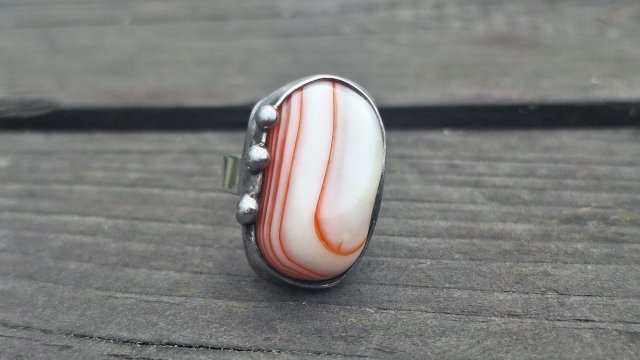 Agat w paski - pierścionek regulowany