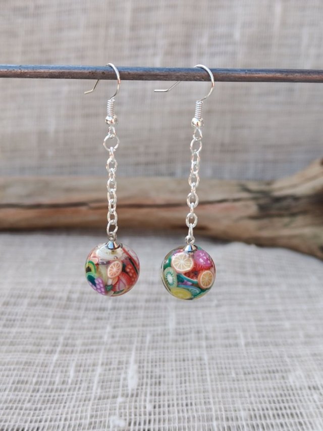 Kolczyki Owocowa Mozaika – ręcznie robione z żywicy