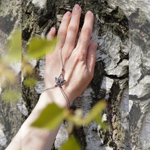 Floral ring bracelet - unikatowa, srebrna ozdoba dłoni