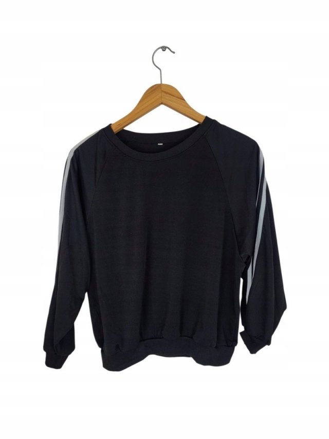 Luźna bluza czarna damska lampasy 36 S