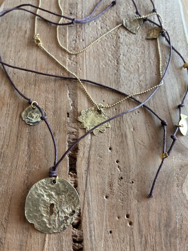 Naszyjnik mosiądz + sznury