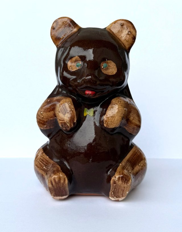 Miś skarbonka vintage lata 60-70 figurka ceramika malowana zabawka retro