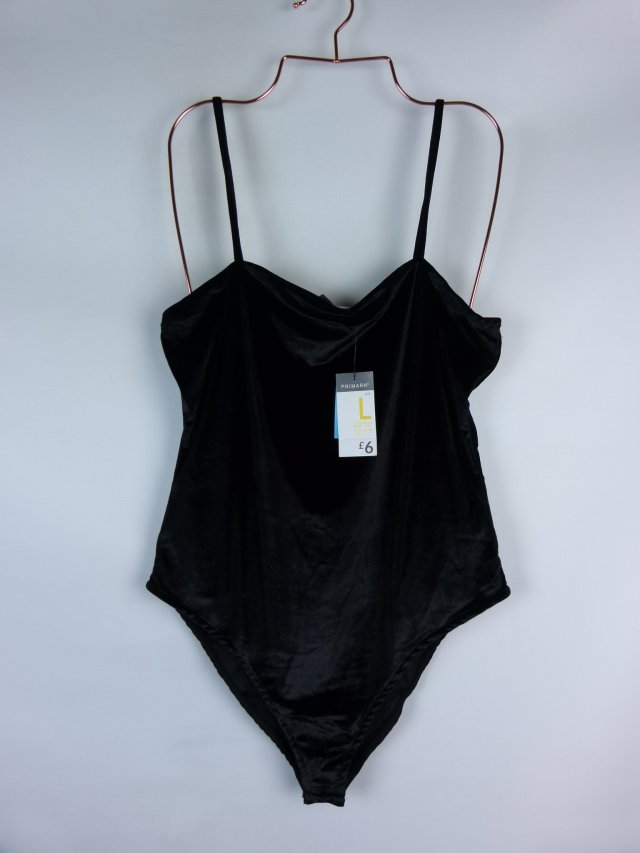 Primark czarne welurowe body - L 14-16 / 42-44 z metką