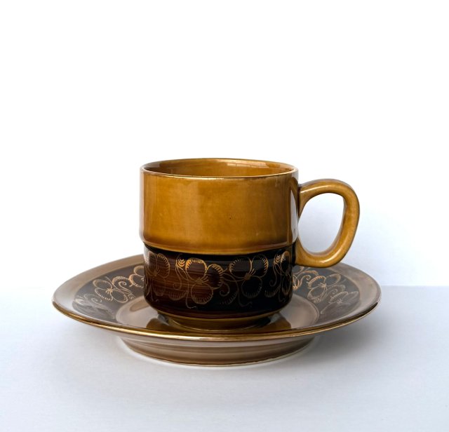 Filiżanka Tułowice ceramika miodowa lata 70-80 XX polski design retro PRL (1/4)