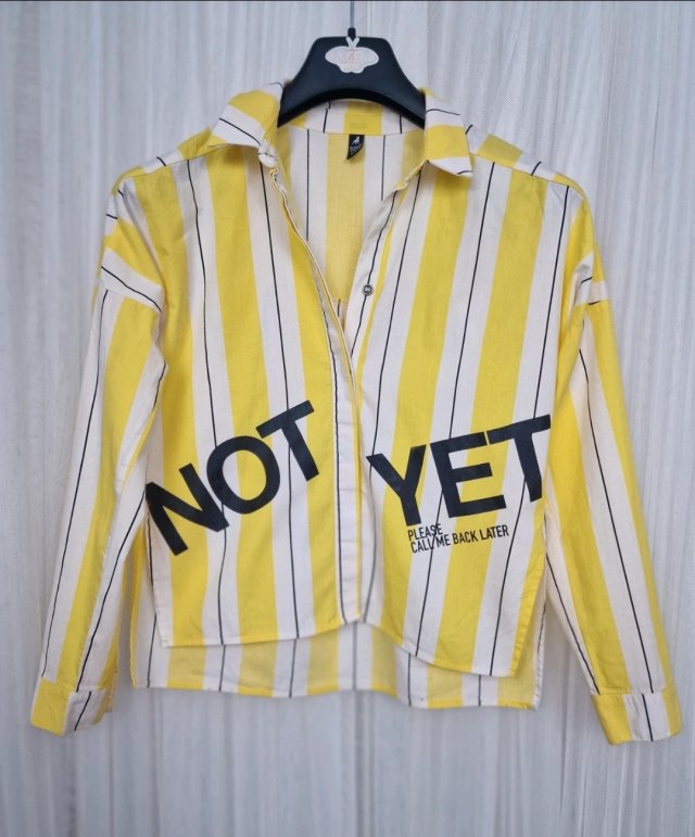 Cuidado con el Perro koszula damska paski biało żółta M