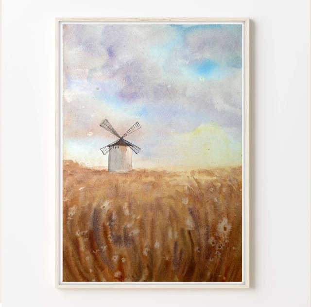 Akwarela A4. Stary młyn