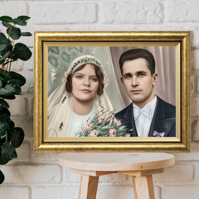 Oryginalny Prezent dla Rodziców na Podziękowanie | Ślubne Monidło | Rocznica ślubu | Złota rama