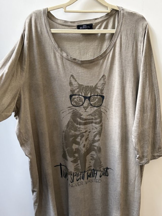 Gina Benotti  100% baumwolle luźna z zabawnym napisem i uroczym kotem