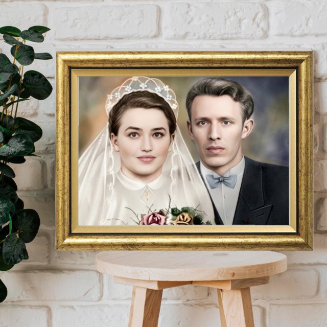 Monidło | Twoje Zdjęcie jako stylowy portret retro | Złota rama