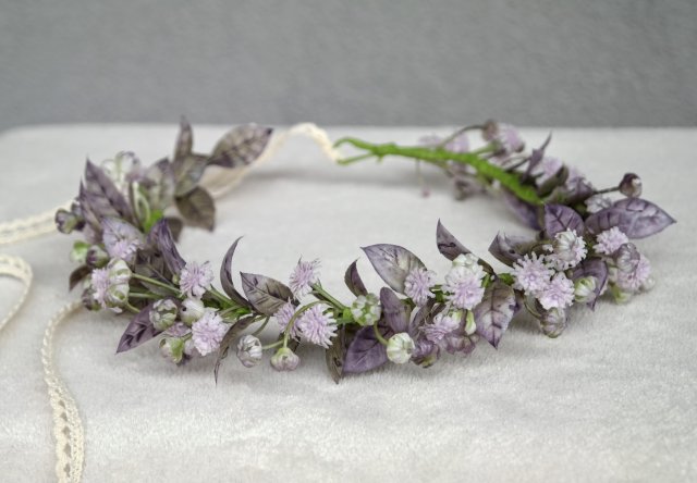 Fioletowa melancholia – wianek z dzikich kwiatów, lawendowy, boho, romantyczny