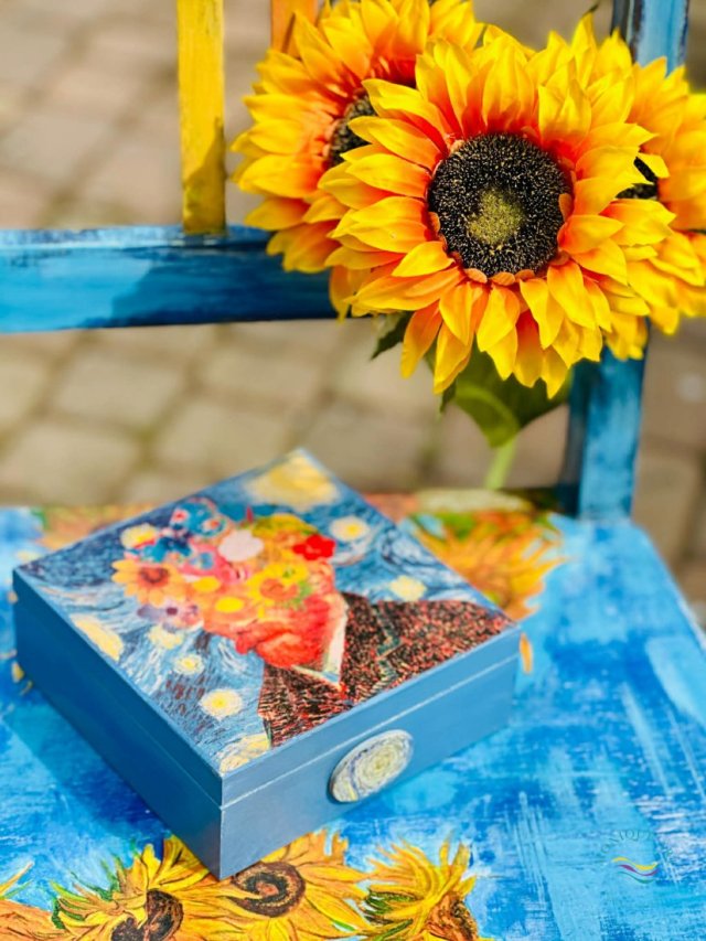 Kuferek dla miłośnika sztuki, Van Gogh, prezent, na biżuterię, cytat