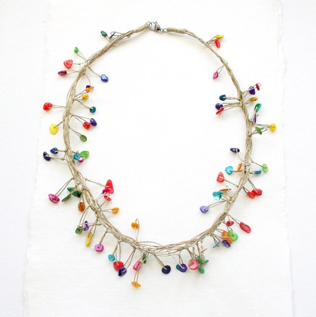 Kolorowa wyspa Naszyjnik lniany