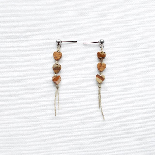 Kolczyki serduszka Jaspis