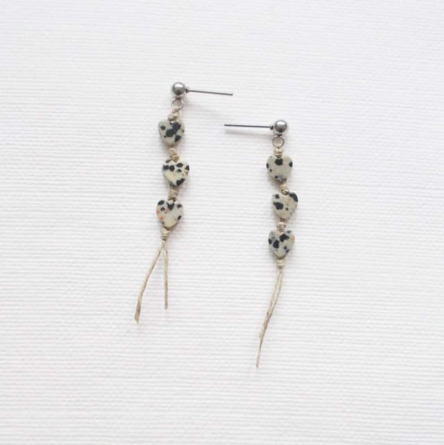 Kolczyki serduszka Jaspis dalmatyński