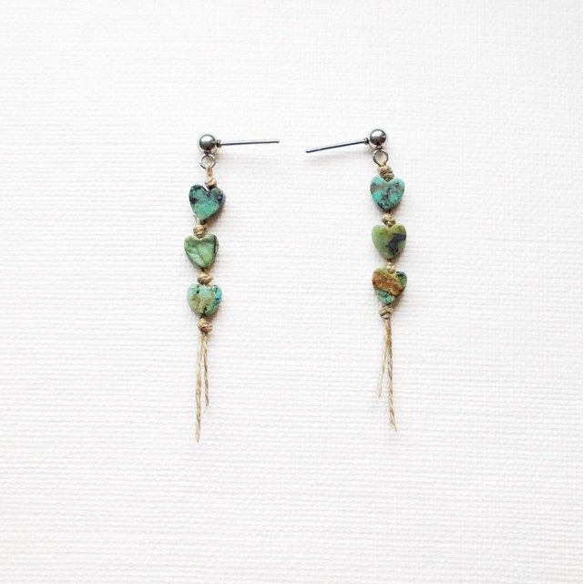 Kolczyki serduszka Turkus afrykański