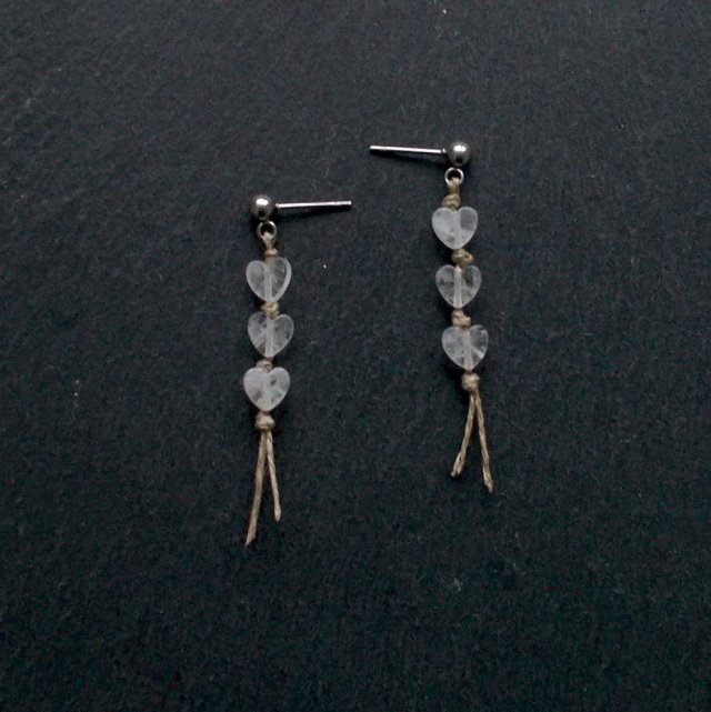 Kolczyki serduszka Kryształ górski