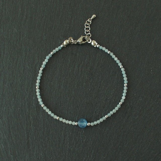 Kianit i akwamaryn Delikatna Bransoletka