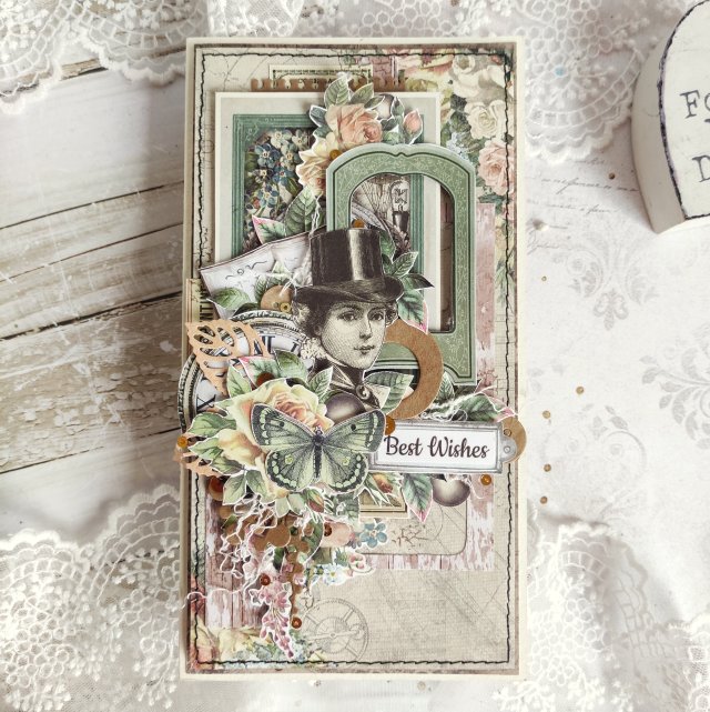 Kartka Best wishes w stylu steampunk