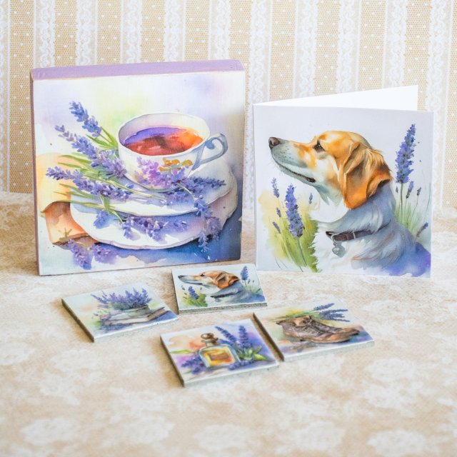 Zestaw: magnesy, pudełko, kartka - Psi urok