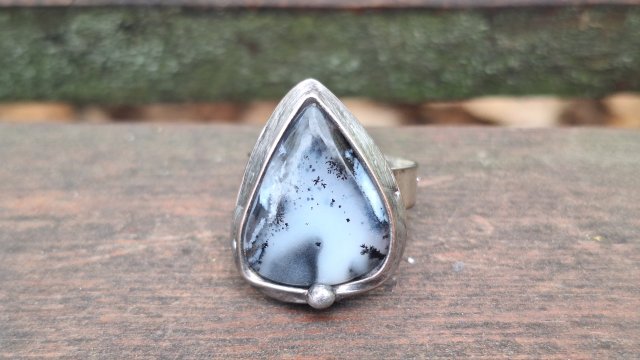 Agat dendrytowy - pierścionek regulowany