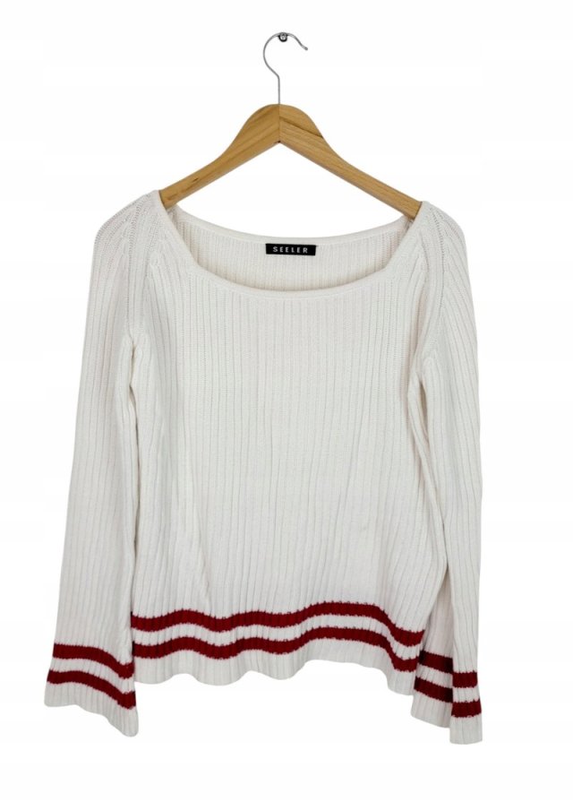 SEELER sweter ecru dekolt łódka 38/40 M/L