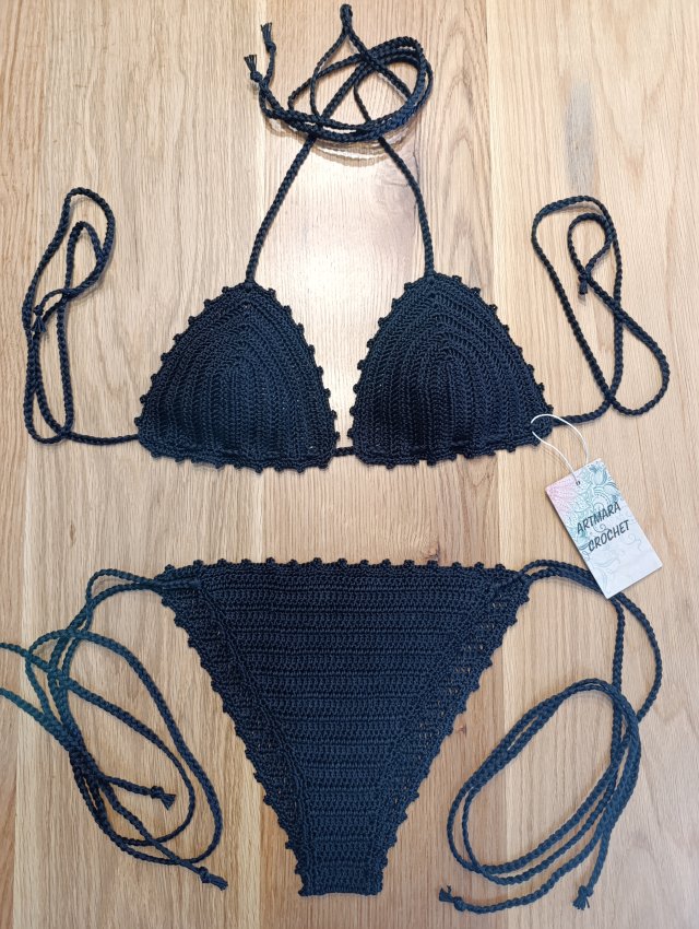 Bikini szydełkowe czarne S