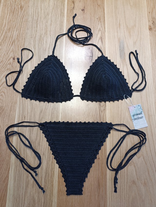 Bikini szydełkowe czarne L