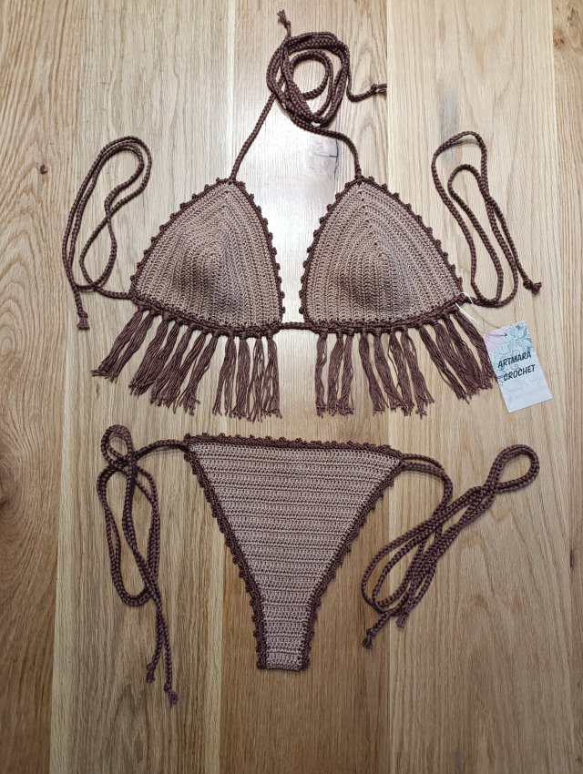 Bikini szydełkowe z frędzlami M