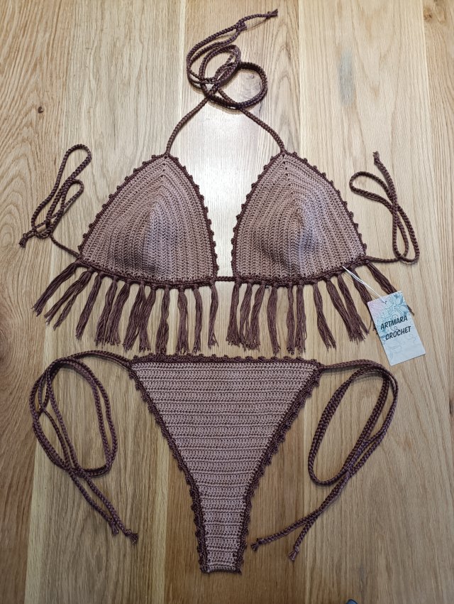 Bikini szydełkowe z frędzlami L