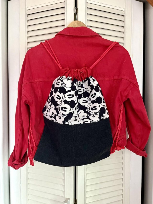 Czarny jeansowy plecak worek w stylu vintage, lekki plecak dla dzieci