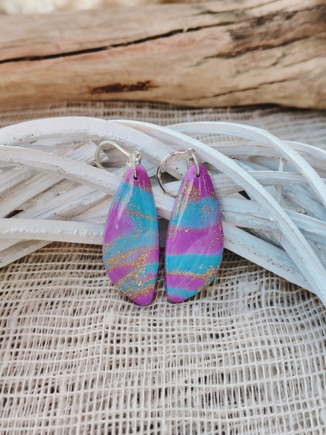 Tęczowe Kolczyki z glinki polimerowej