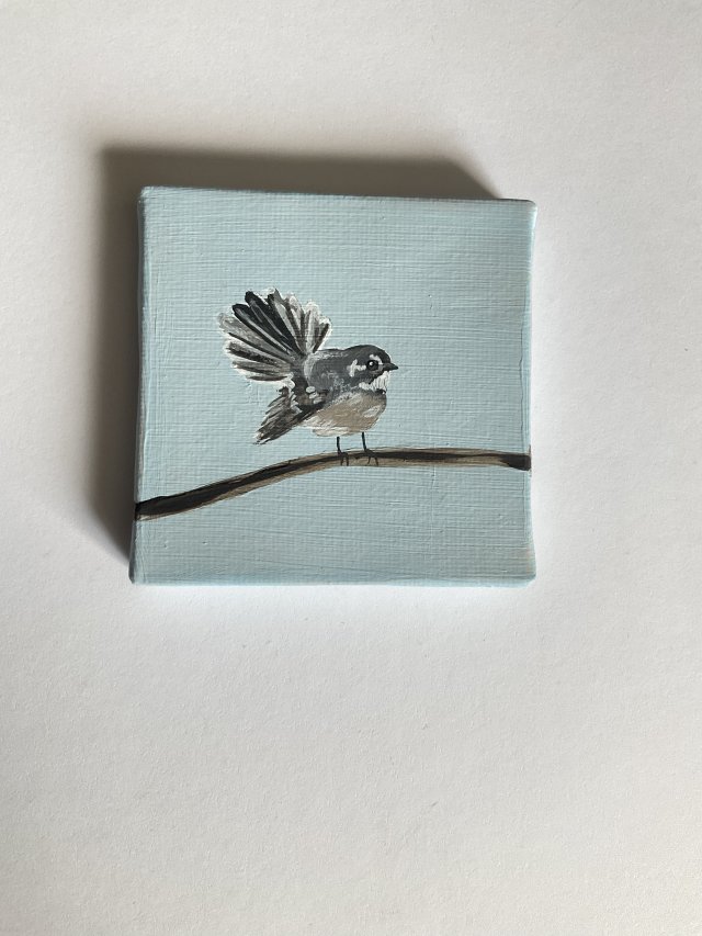 obraz ptaszek ręcznie malowany