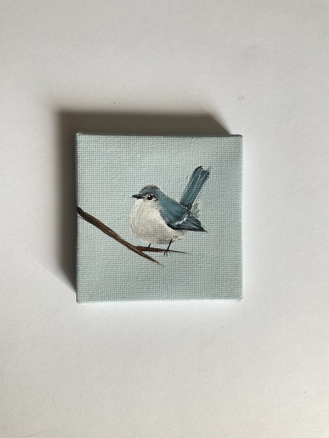 obraz ptaszek ręcznie malowany