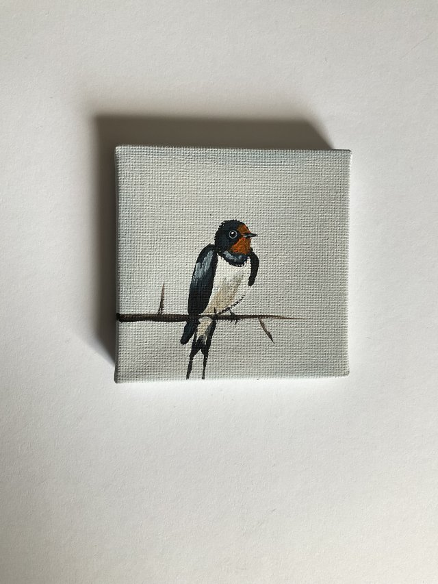 obraz ptaszek ręcznie malowany
