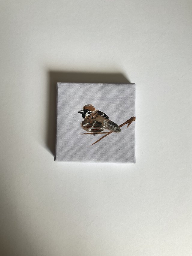 obraz ptaszek ręcznie malowany