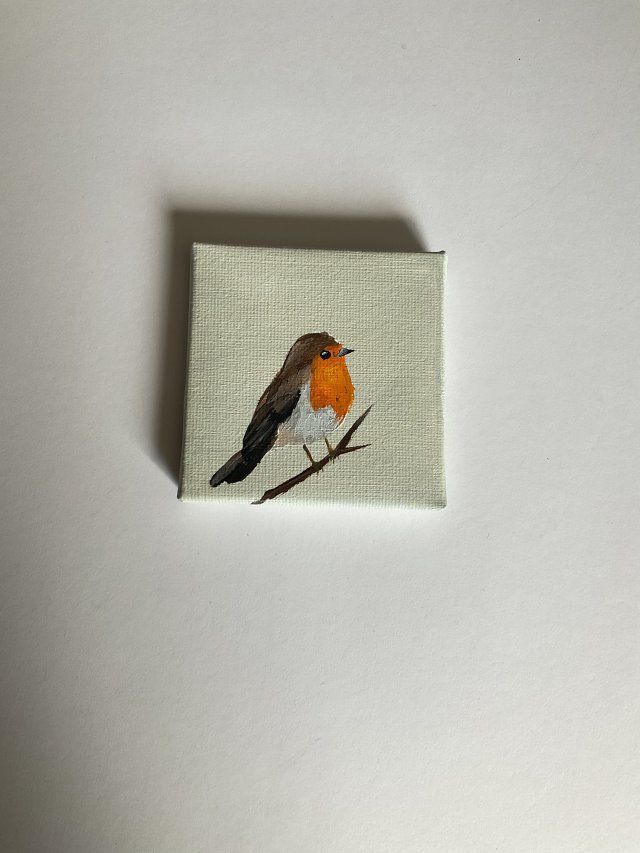 obraz ptaszek ręcznie malowany