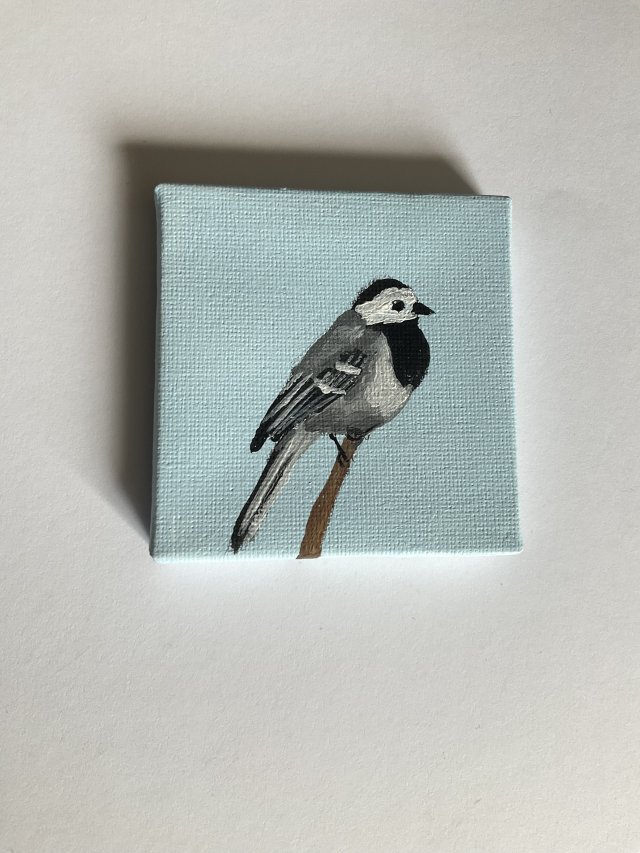 obraz ptaszek ręcznie malowany