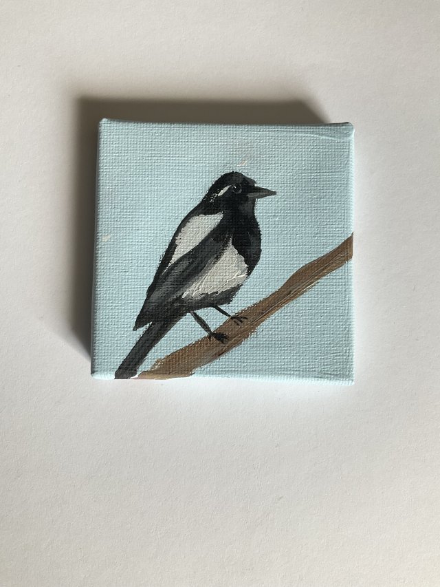 obraz ptaszek ręcznie malowany