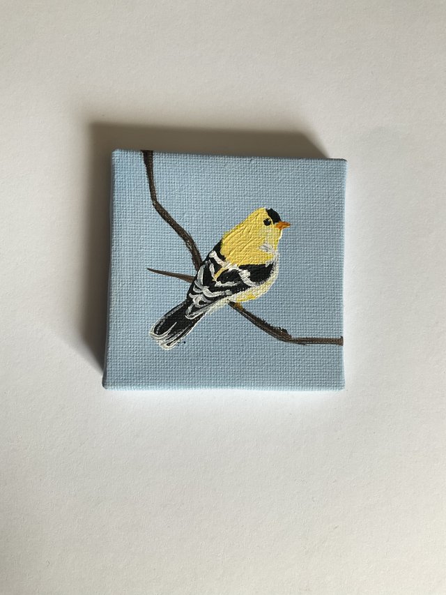 obraz ptaszek ręcznie malowany