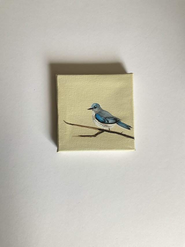 obraz ptaszek ręcznie malowany