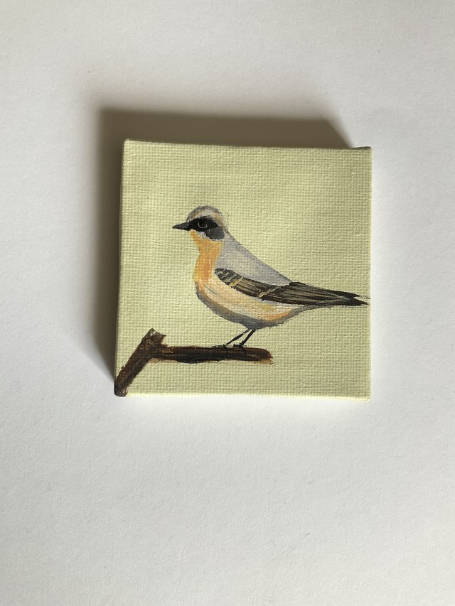 obraz ptaszek ręcznie malowany