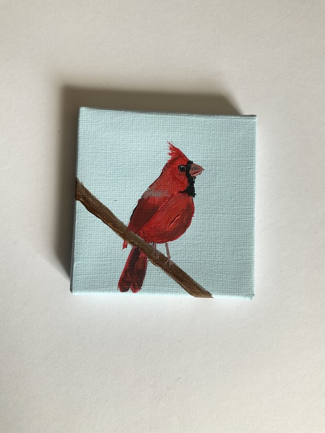 obraz ptaszek ręcznie malowany
