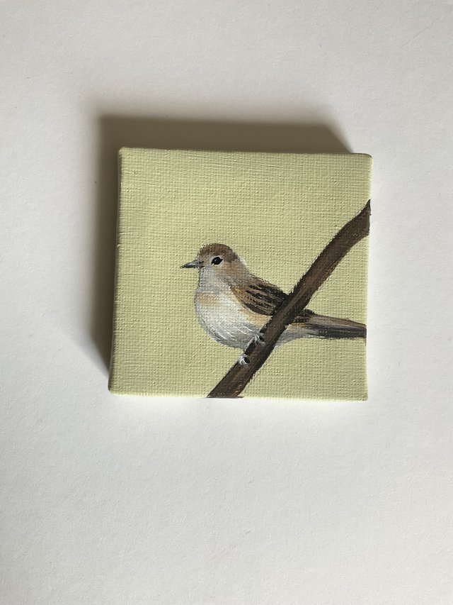 obraz ptaszek ręcznie malowany