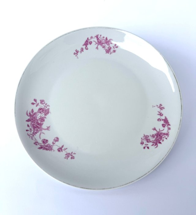 Ćmielów okrągły półmisek talerz różowy wzór kwiatowy sygnowany design lata 60-70 PRL