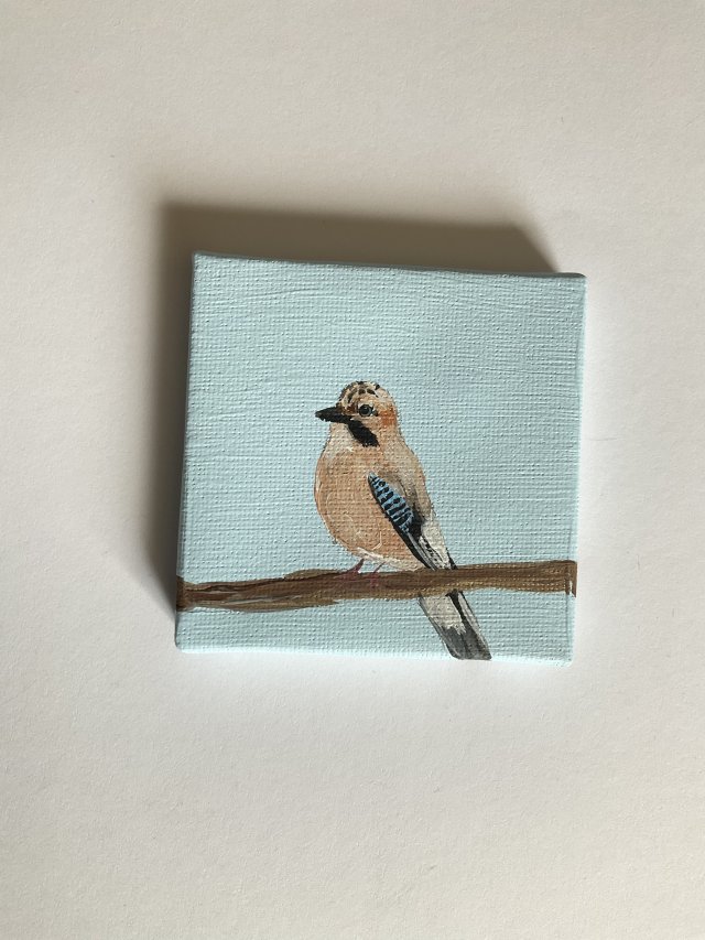 obraz ptaszek ręcznie malowany